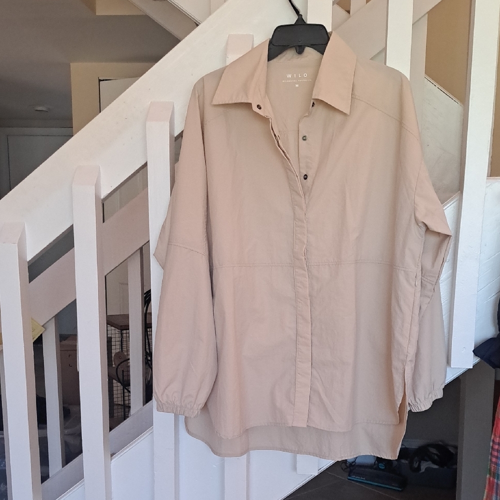 Wilo The Label Cream Parachute  Windbreaker Shirt Jacket